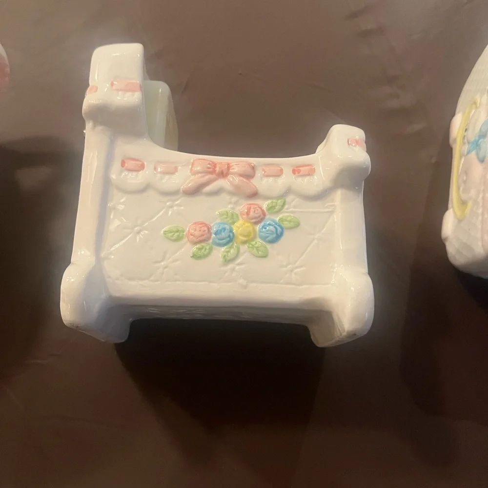 Charming Baby Shower Ceramic Set - White and Pink